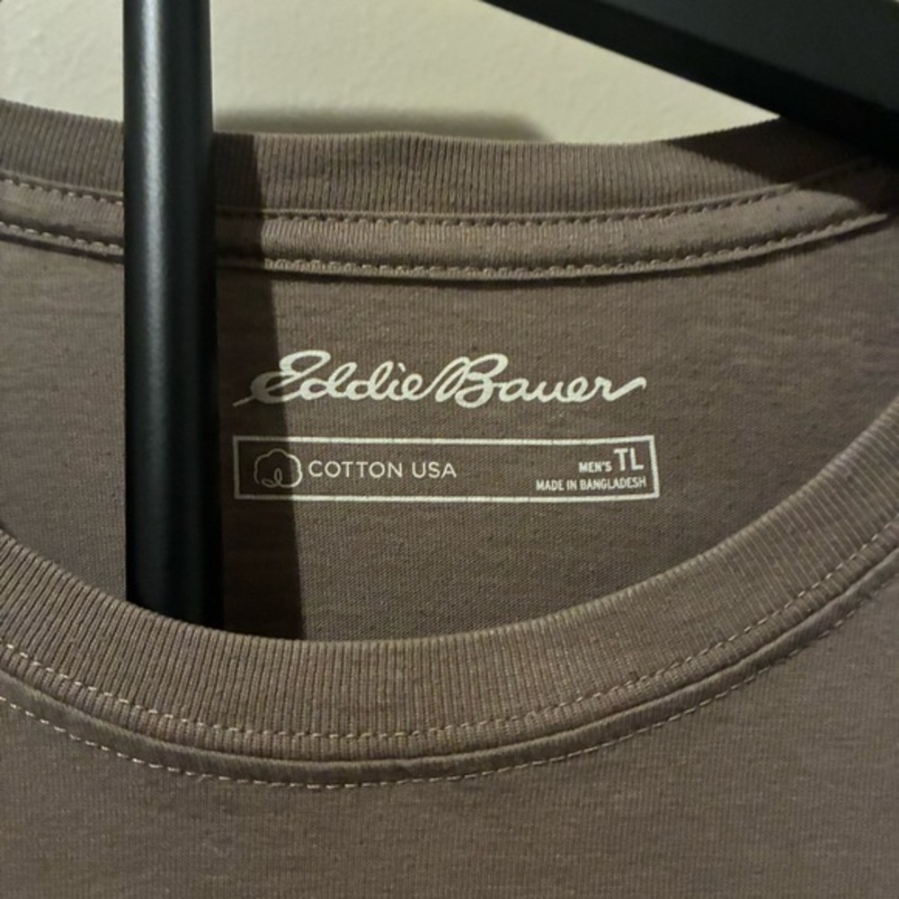 Eddie Bauer Mens Grizzly Bear Graphic T-Shirt Brown Cotton USA Tall Large TL - Picture 2 of 3